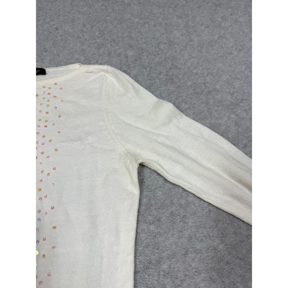 Y2K 52 Weekends Womens Size S White Sequin Long Sleeve Light Sweater Top *Flaws - Picture 9 of 9